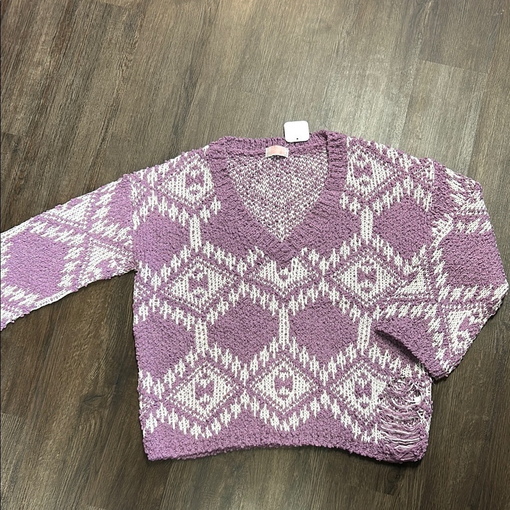 Purple Patterned Women's Sweater